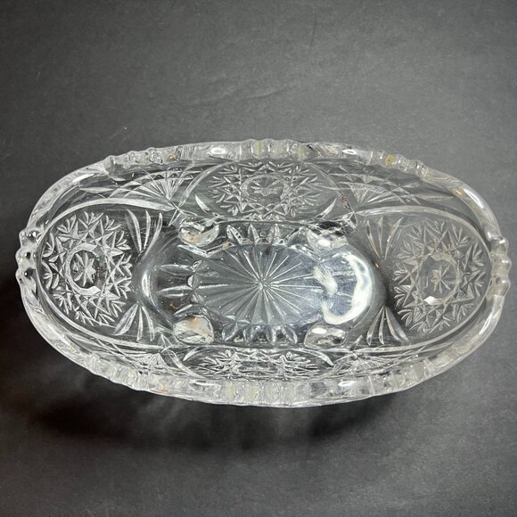 Vintage Anna Hutte Bleikristall Lead Crystal Cut Snowflake Pattern Footed Bowl - Picture 7 of 8